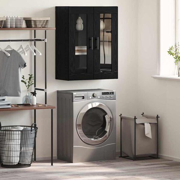 vidaXL Wandschrank Wandmontiert Schwarz Eichen-Optik 69.5 x 34 x 90 cm