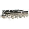 vidaXL 15-tlg. Garten-Essgruppe mit Kissen Hellgrau Poly Rattan