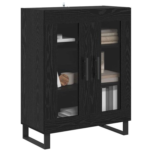 vidaXL Sideboard Schwarz Eichen-Optik 69,5 x 34 x 90 cm Holzwerkstoff