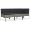 vidaXL 3-tlg. Garten-Lounge-Set mit Auflagen Poly Rattan Grau