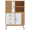 vidaXL Highboard OLDEN Wei&szlig; und Braun 85x43x125 cm Massivholz Kiefer