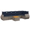 vidaXL 7-teiliges Gartensofa-Set mit Kissen, grau, Polyrattan