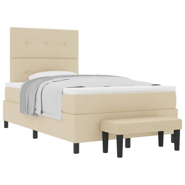 vidaXL Boxspringbett mit Matratze Creme 120 x 200 cm Stoff