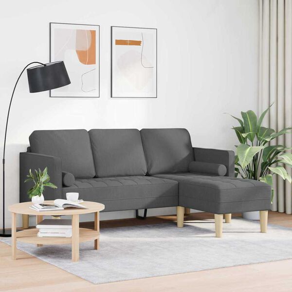 vidaXL Sofa Set mit Kissen Dunkelgrau Polyester