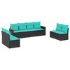 vidaXL 8-teiliges Gartensofa-Set mit Kissen, schwarzes Polyrattan