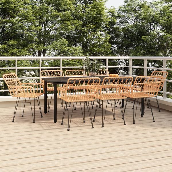 vidaXL 9-tlg. Garten-Essgruppe Poly Rattan