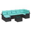 vidaXL Garten-Sofa-Set mit Kissen 8 pcs Schwarz Poly Rattan