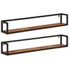 vidaXL Wandregale 2 Stk. 110x17x17 cm Massivholz Akazie und Eisen