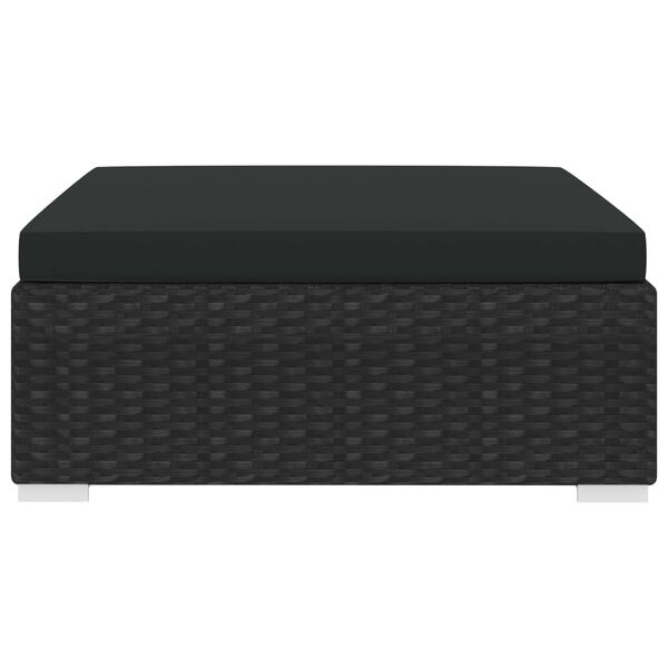 vidaXL Modular-Fußhocker 1 Stk. mit Kissen Poly-Rattan Schwarz