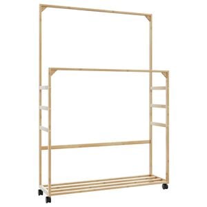 vidaXL Kleiderst&auml;nder mit Ablagen und Rollen 90x35x155 cm Bambus