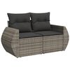 vidaXL 3-tlg. Garten-Sofagarnitur mit Kissen Grau Poly Rattan