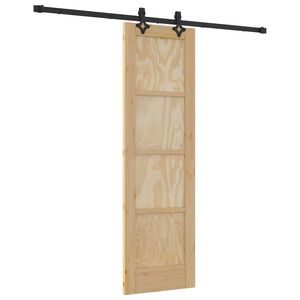 vidaXL Schiebet&uuml;r Nat&uuml;rlich und Schwarz 61 x 198,5 cm