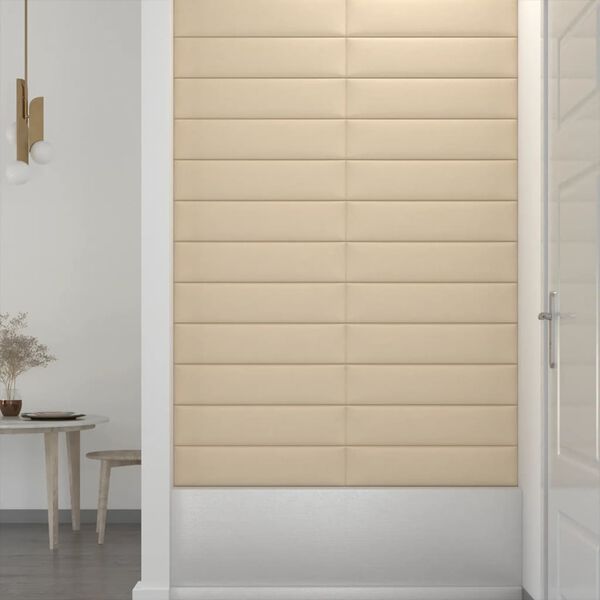 vidaXL Wandpaneele 12 Stk. Creme 60x15 cm Stoff 1,08 m²