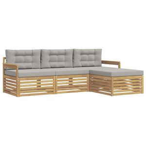 vidaXL Outdoor-Sofagarnitur 4 stk. Wei&szlig; und Hellgrau Polyester