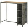 vidaXL Bartisch mit Regal Grau 120x60x110 cm Poly Rattan