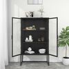 vidaXL Highboard Schwarz 80x35x135 cm Stahl und Gehärtetes Glas