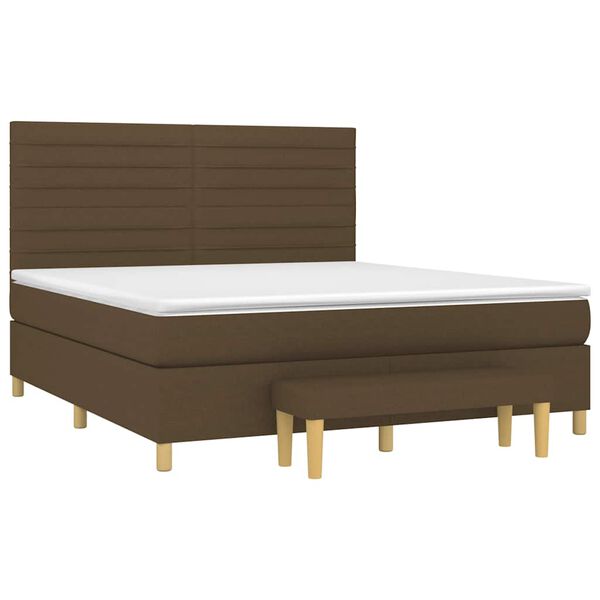 vidaXL Boxspringbett mit Matratze Dunkelbraun 180x200 cm Stoff