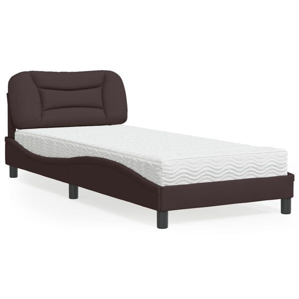 vidaXL Bett mit Matratze "Hvar" Dunkelbraun 80x200 cm Stoff