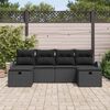 vidaXL Sofa Set mit Kissen mit Speicher 6 pcs Schwarz Poly-Rattan