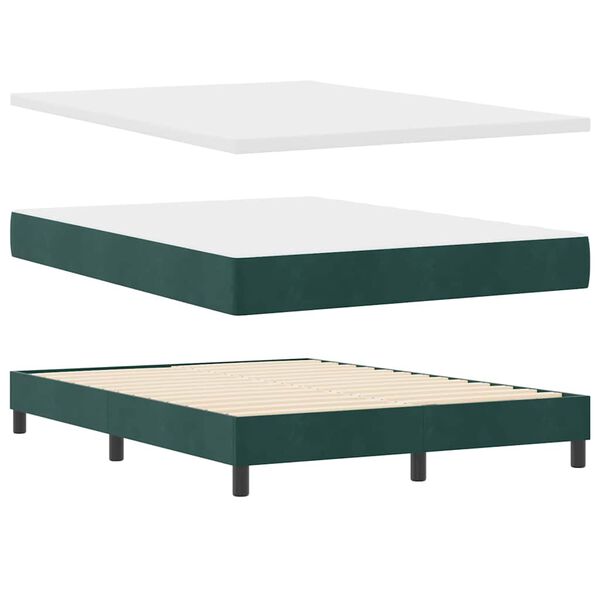 vidaXL Boxspringbett mit Matratze Dunkelgr&uuml;n 140 x 200 cm Samt
