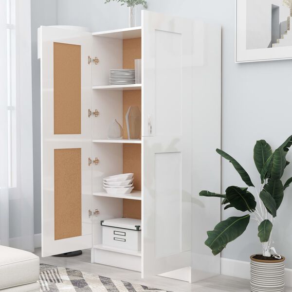 vidaXL Bücherschrank Hochglanz-Weiß 82,5x30,5x150 cm Holzwerkstoff