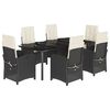 vidaXL 7-tlg. Garten-Essgruppe mit Kissen Schwarz Poly Rattan