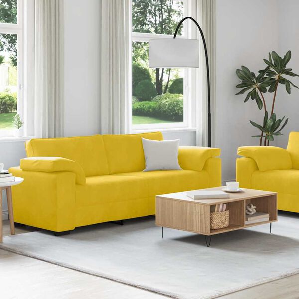vidaXL 2-teiliges Sofa-Set mit Kissen, gelber Samt