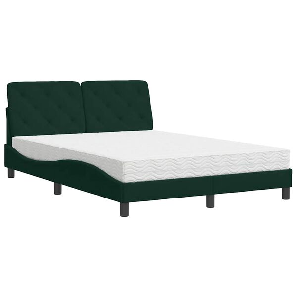 vidaXL Bett mit Matratze Dunkelgr&uuml;n 140x190 cm Samt