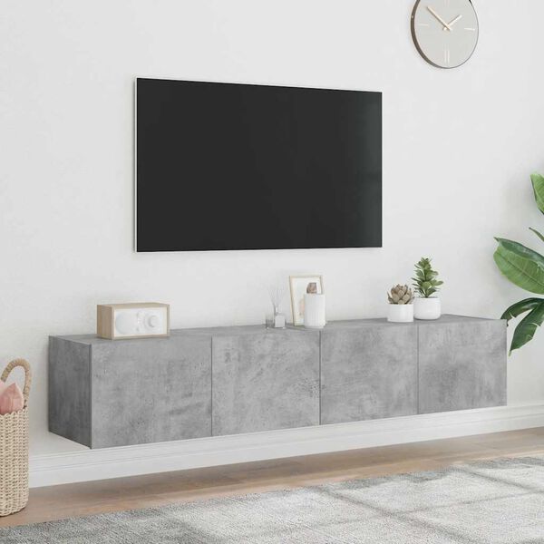 vidaXL TV-Wandschr&auml;nke mit LED-Leuchten 2 Stk. Betongrau 80x35x31 cm