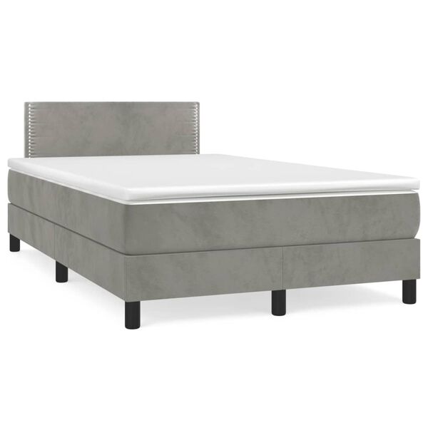 vidaXL Boxspringbett mit Matratze Hellgrau 120x190 cm Samt
