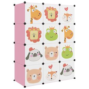 vidaXL Kinderschrank Modular mit 12 W&uuml;rfeln Rosa PP