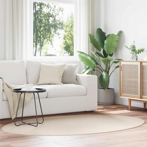 vidaXL Bereichsteppiche Oval HUARTE Beige 140 x 200 cm 100 %Polyester