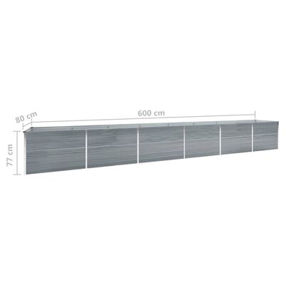 vidaXL Garten-Hochbeet Verzinkter Stahl 600x80x77 cm Grau