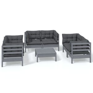 vidaXL 7-tlg. Garten-Lounge-Set mit Kissen Kiefer Massivholz