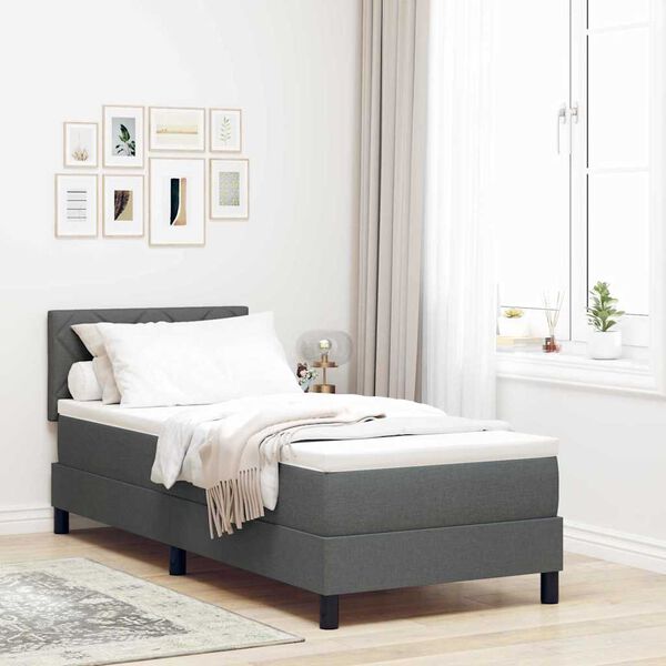 vidaXL Boxspringbett mit Matratze Dunkelgrau 80 x 200 cm Stoff