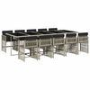 vidaXL 11-tlg. Garten-Essgruppe mit Kissen Hellgrau Poly Rattan