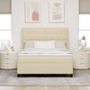 vidaXL Boxspringbett mit Matratze Creme 200 x 160 cm Stoff