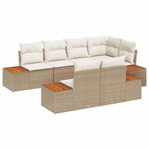 vidaXL Gartensofa-set mit Kissen 7 pcs Beige und Creme Polyrattan