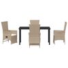 vidaXL Garten Essgruppe mit Kissen 5 pcs Beige Poly-Rattan