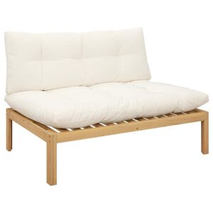 vidaXL Mittelsofa Einheit Helles Akazie und cremewei&szlig; Akazienholz