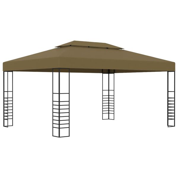 vidaXL Pavillon mit LED-Lichterkette 3x4 m Taupe