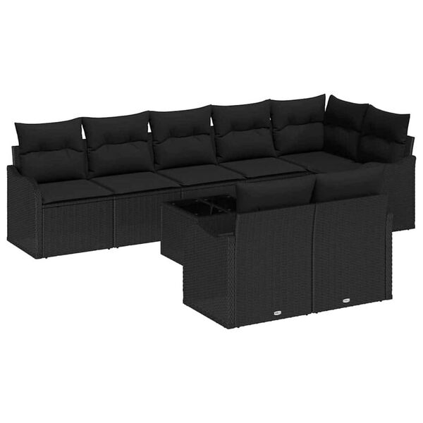 vidaXL Gartensofa-set mit Speicher 9 pcs Schwarz Poly-Rattan
