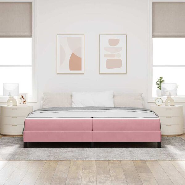 vidaXL Boxspringbett mit Matratze Rosa 200 x 200 cm Stoff