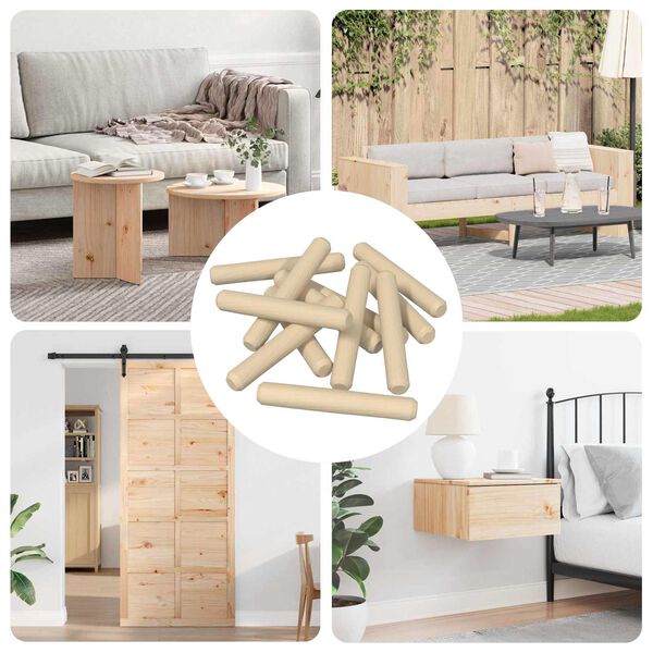 vidaXL Holzd&uuml;bel 12 pcs Braun &Oslash;8 x 50 mm Massivholz