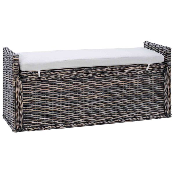 vidaXL Sitzbank mit Stauraum Schwarz gewaschen 110 x 40 x 50 cm Rattan