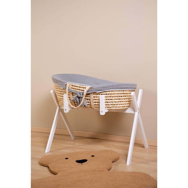 CHILDHOME Moseskorb mit Matratze und Bezug Natur Grau