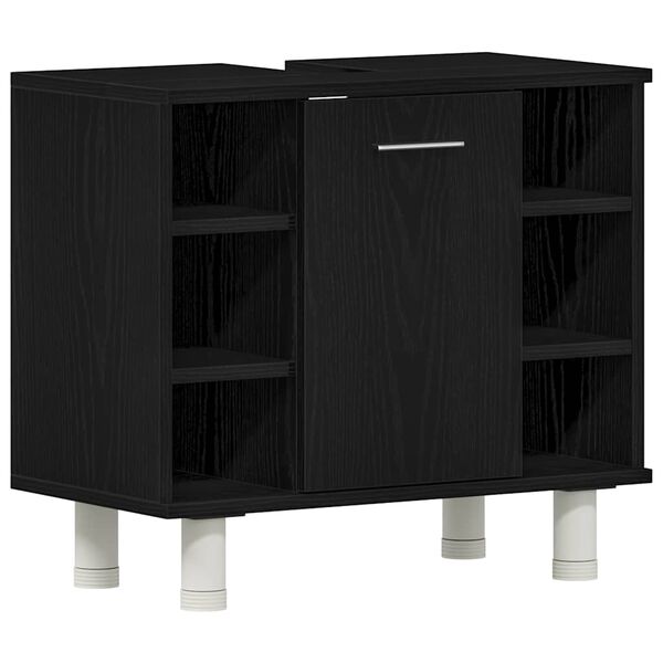 vidaXL Badezimmerschrank mit T&uuml;r Schwarz Eichen-Optik 60 x 32 x 54 cm