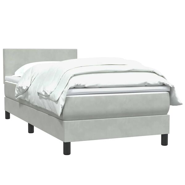 vidaXL Boxspringbett mit Matratze Hellgrau 90x210 cm Samt