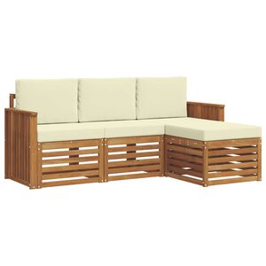vidaXL Outdoor-Sofagarnitur mit Kissen 4 pcs Natur und Creme
