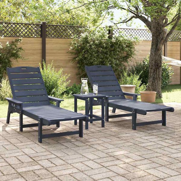 vidaXL Sonnenliege 3 pcs Marineblau Polyethylen